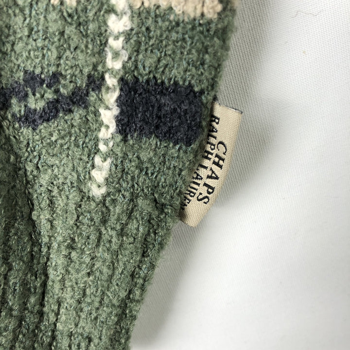 Ralph Lauren CHAPS Check Pattern Acrylic Knit Sweater, Men's Size L acrylic green type Vintage Second Hand