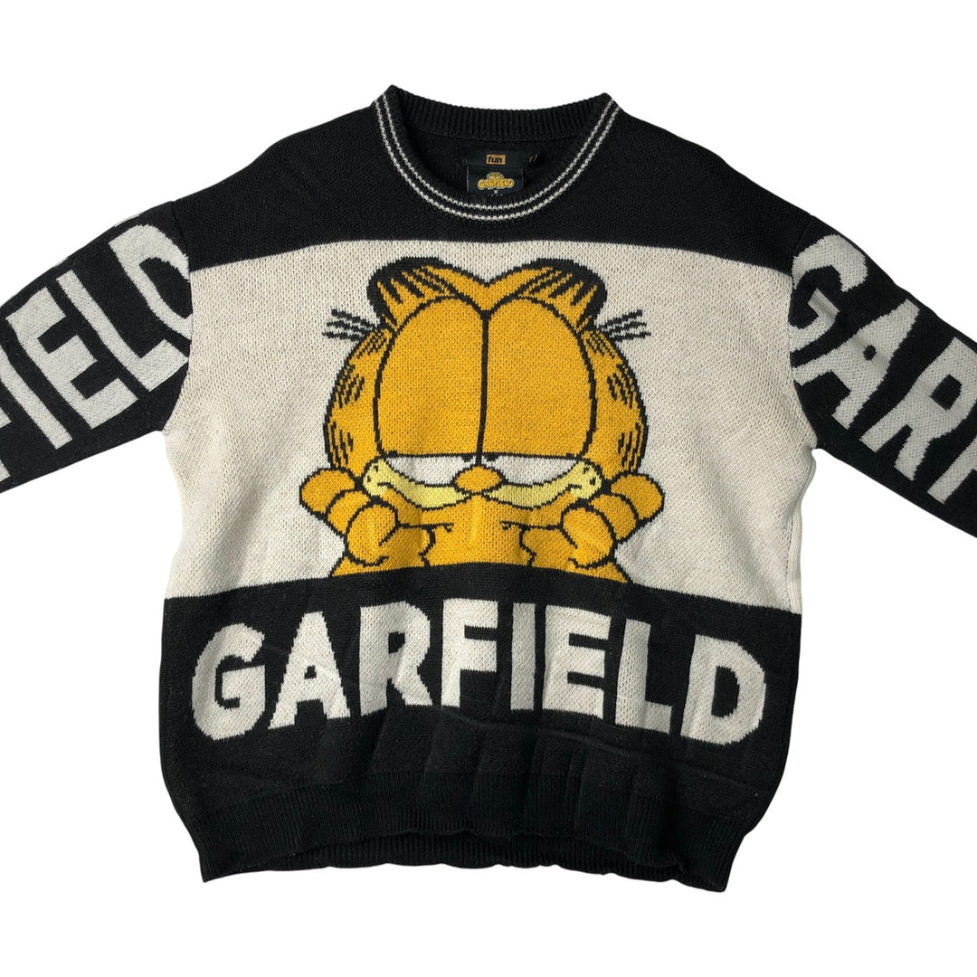 FUN GARFIELD Garfield All-Over Print Character Acrylic Knit Sweater, Men's Size XXL acrylic black type Vintage Second Hand