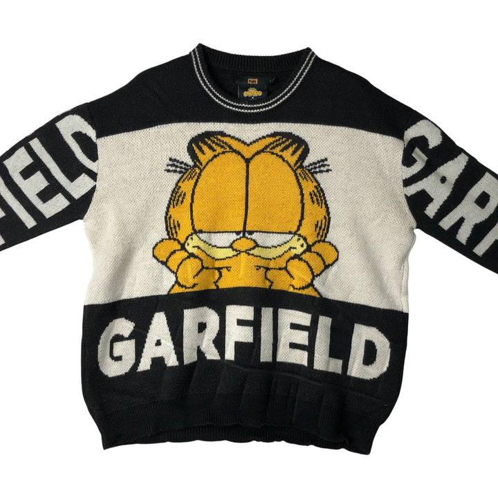 FUN GARFIELD Garfield All-Over Print Character Acrylic Knit Sweater, Men's Size XXL acrylic black type Vintage Second Hand