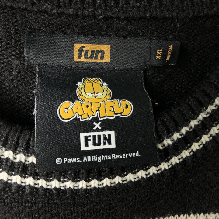 FUN GARFIELD Garfield All-Over Print Character Acrylic Knit Sweater, Men's Size XXL acrylic black type Vintage Second Hand