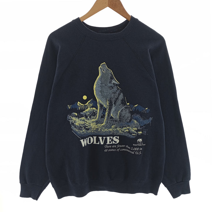 90'S ARTEX Wolf Pattern Animal Sweatshirt Trainer Made in USA Men's L Vintage /eaa400061