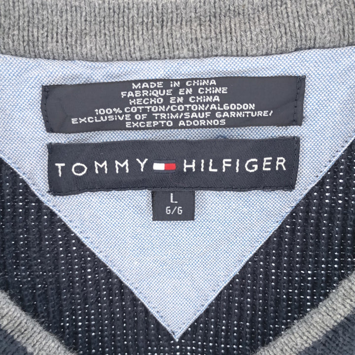 Tommy Hilfiger TOMMY HILFIGER V-neck cotton knit vest, men's size L / eaa400184