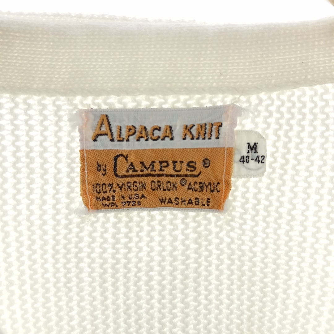 70'S Campus Alpaca Knit Acrylic Knit Cardigan Made in USA Men's M Size Vintage /eaa400347