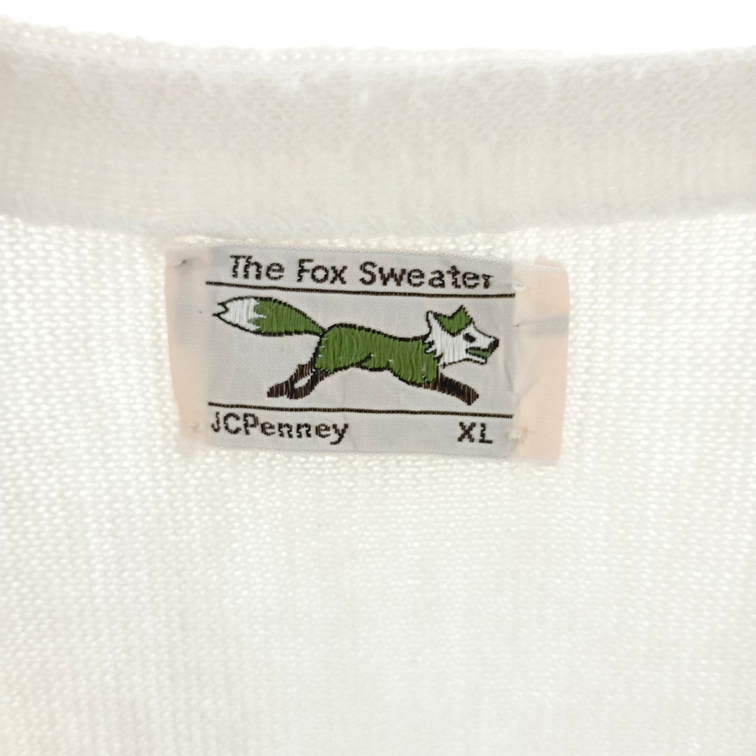 80'S JCPenney THE FOX Sweater Acrylic Knit Cardigan Men's XL Vintage /eaa400356