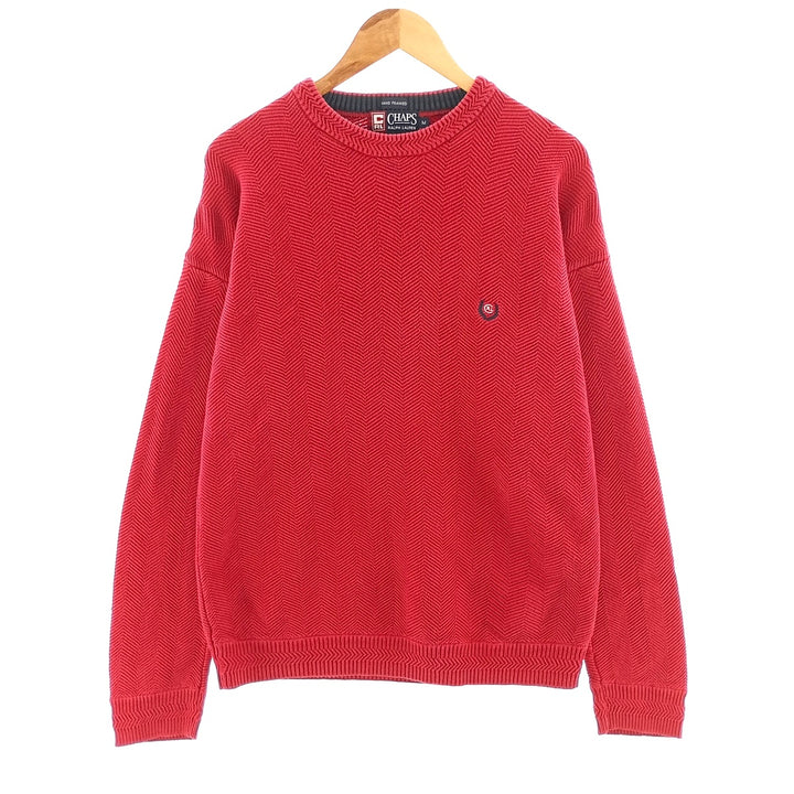 90'S Ralph Lauren CHAPS Herringbone Cotton Knit Sweater Men's M Size Vintage / eaa400360