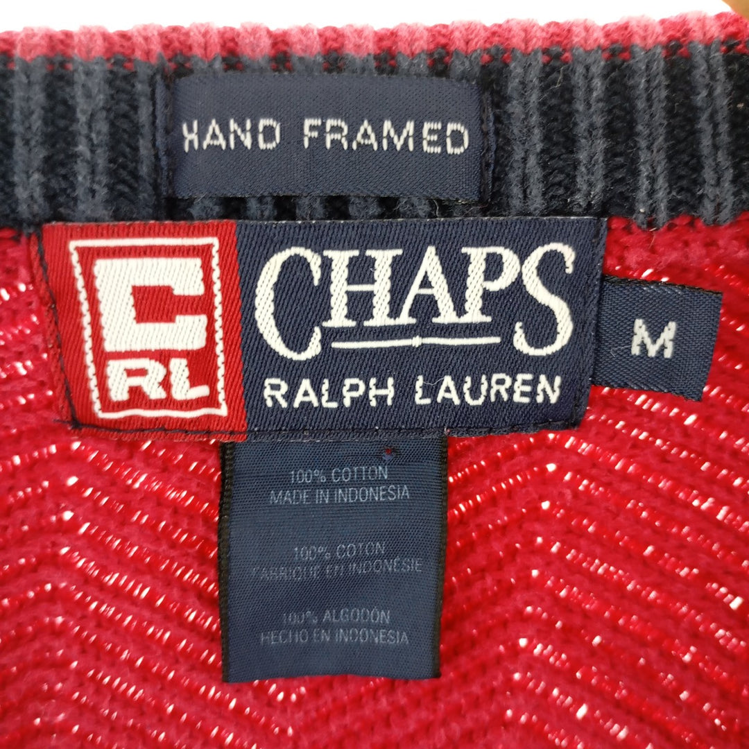 90'S Ralph Lauren CHAPS Herringbone Cotton Knit Sweater Men's M Size Vintage / eaa400360