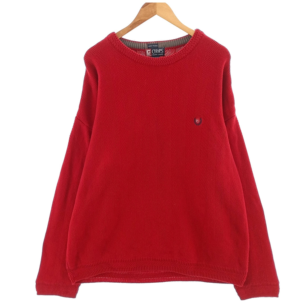 90'S Ralph Lauren CHAPS Herringbone Cotton Knit Sweater Men's XL Vintage /eaa400365