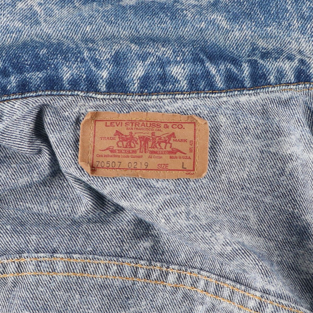 90'S Levi's 70507-0219 Chemical Wash Denim Jacket, Jean Jacket, Made in USA, Men's L, Vintage /eaa400555