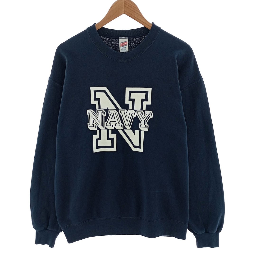 90'S SOFFE USNAVY Printed Sweatshirt Trainer Made in USA Men's L Vintage /eaa400570