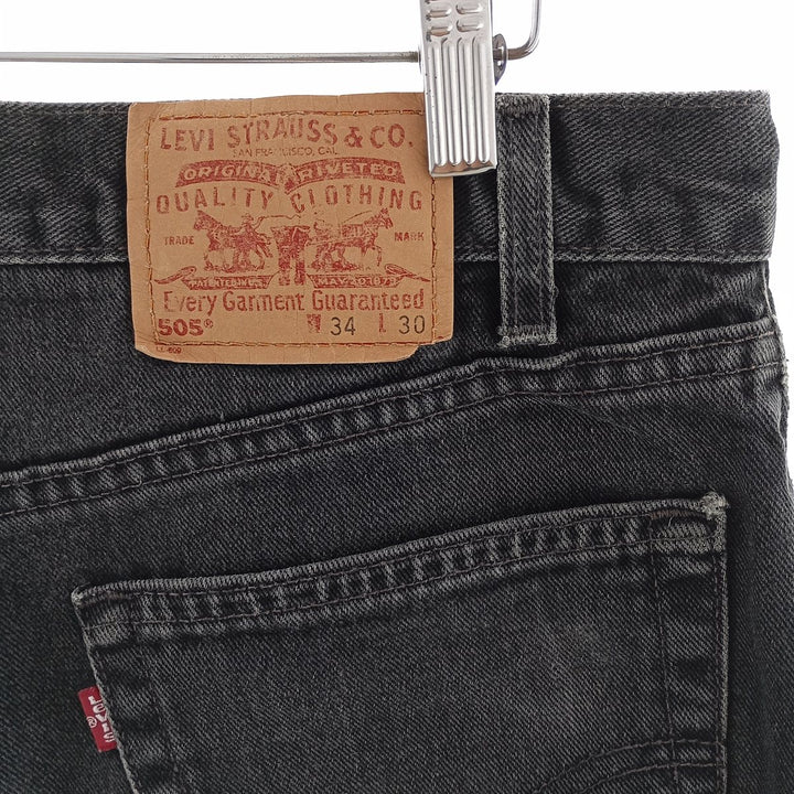 00'S Levi's 505 REGULAR FIT Black Denim Tapered Denim Pants Made in USA Men's w35 /eaa400591