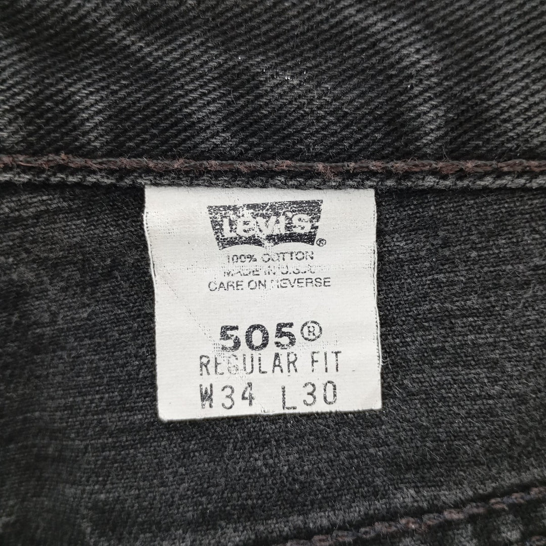 00'S Levi's 505 REGULAR FIT Black Denim Tapered Denim Pants Made in USA Men's w35 /eaa400591