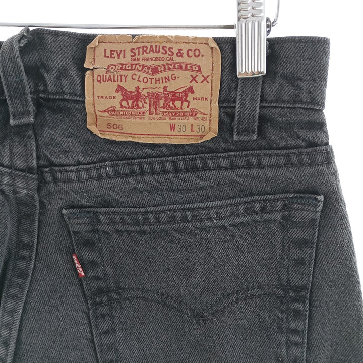 90'S Levi's 506 Slim Straight Black Denim Pants Made in USA Men's W29 Vintage / eaa400637