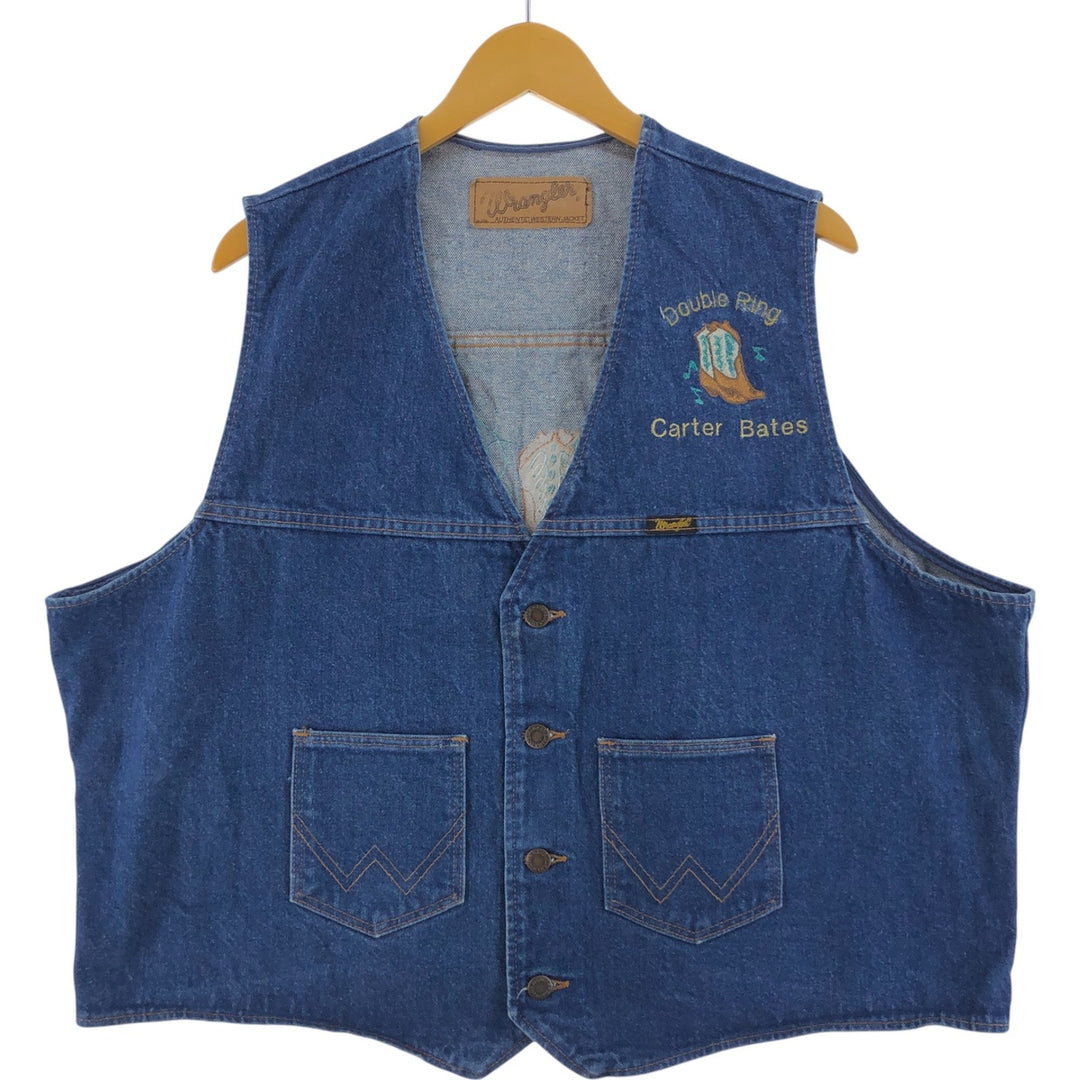 90'S Wrangler denim vest, men's size L, vintage unclear blue type Vintage Second Hand