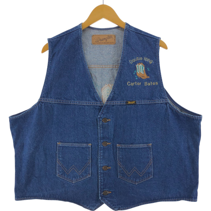 90'S Wrangler denim vest, men's size L, vintage unclear blue type Vintage Second Hand