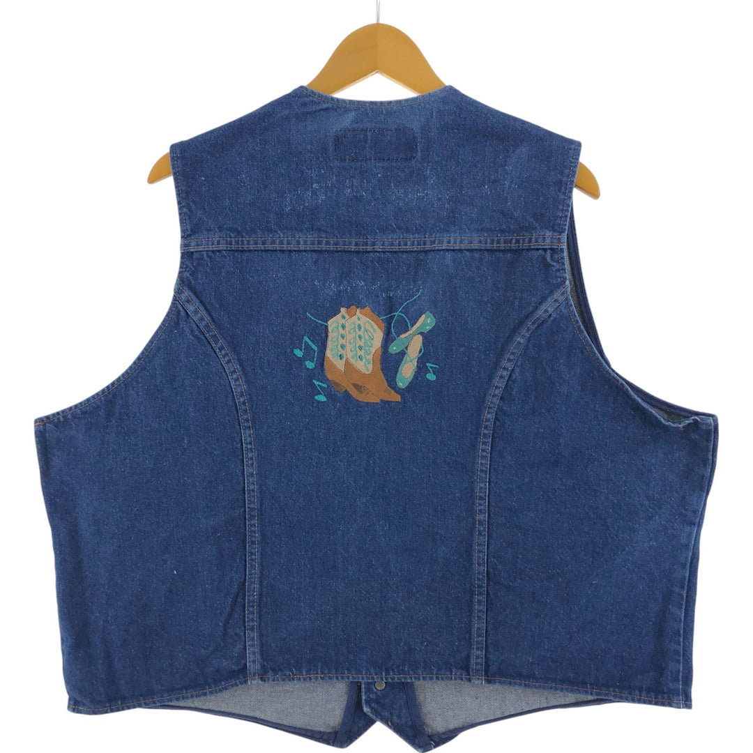 90'S Wrangler denim vest, men's size L, vintage unclear blue type Vintage Second Hand