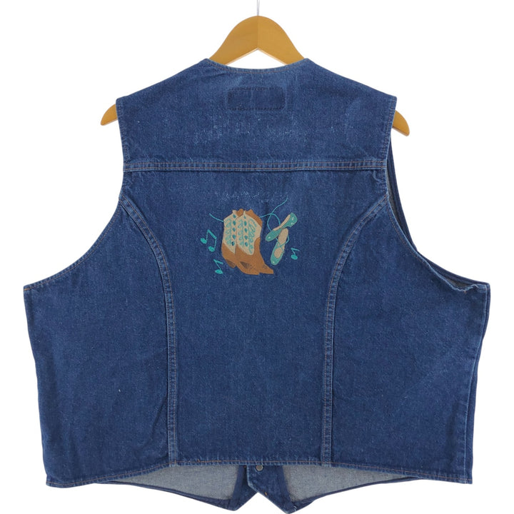 90'S Wrangler denim vest, men's size L, vintage unclear blue type Vintage Second Hand