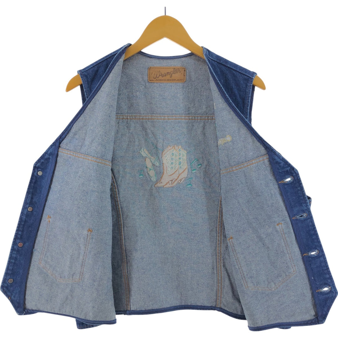 90'S Wrangler denim vest, men's size L, vintage unclear blue type Vintage Second Hand