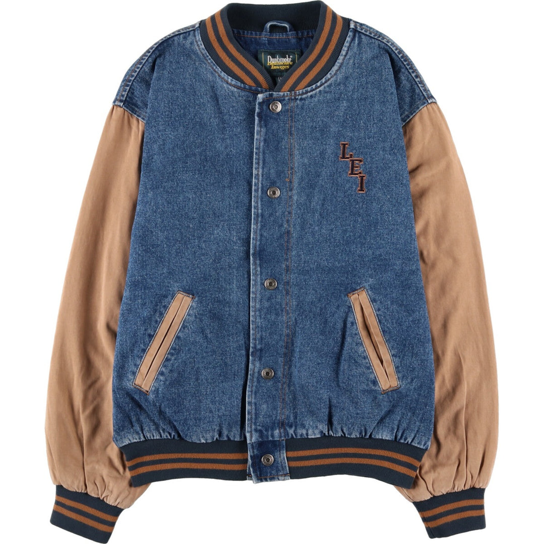 Vintage 90'S Dunbrooke denim varsity jacket, size M, men's cotton blue type Vintage Second Hand