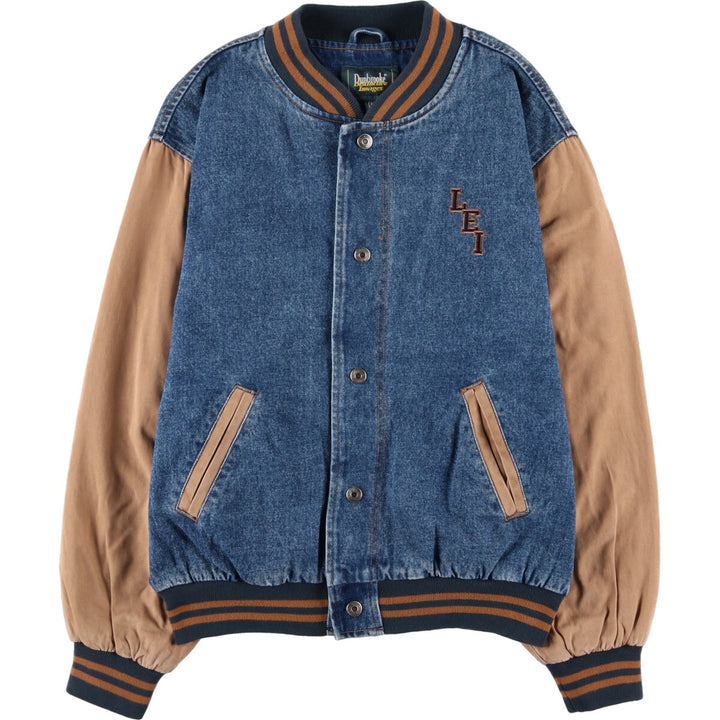 Vintage 90'S Dunbrooke denim varsity jacket, size M, men's cotton blue type Vintage Second Hand