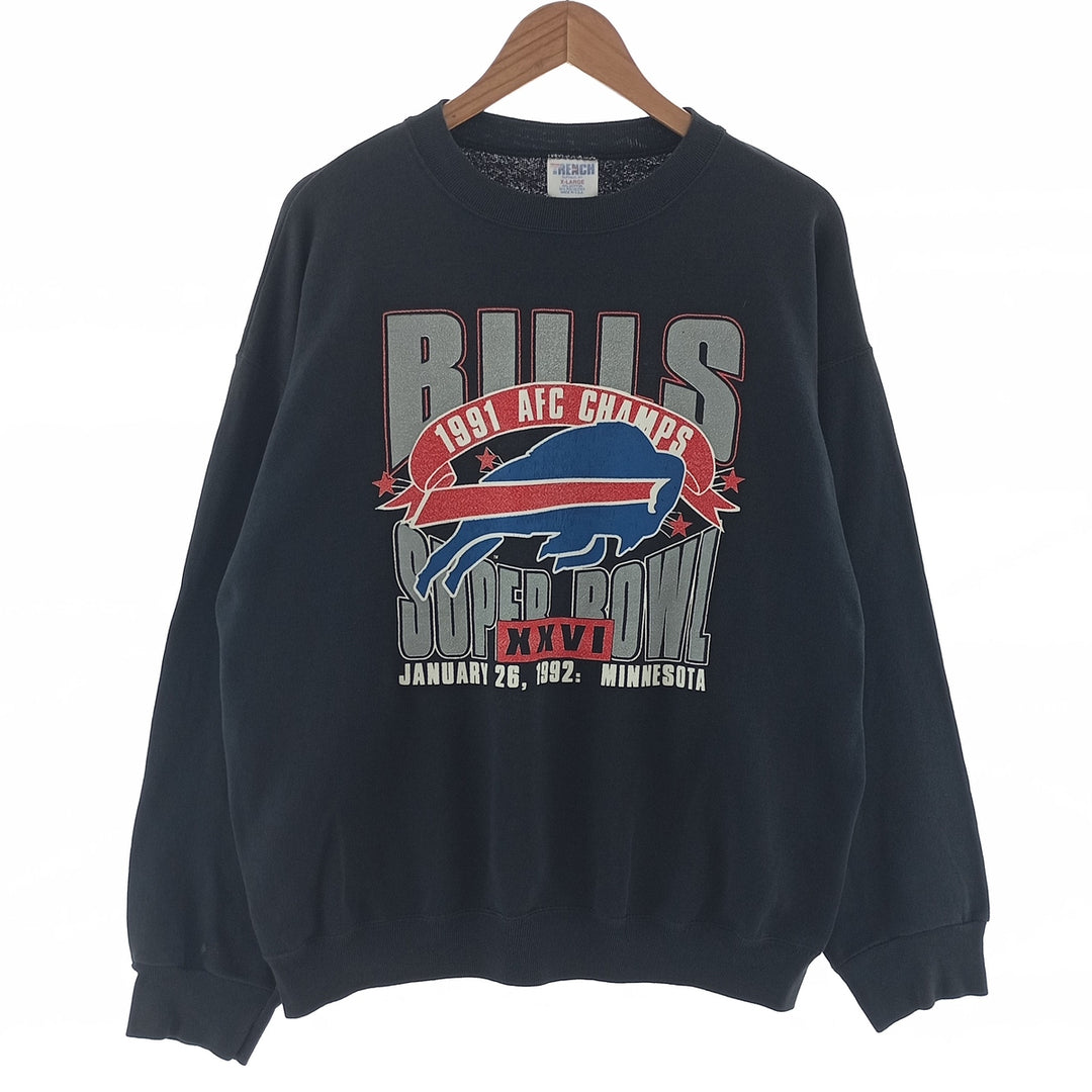 90'S TRENCH NFL Buffalo Bills SUPER BOWL XXVI sweatshirt, made in USA, men's XL equivalent, vintage /eaa400737