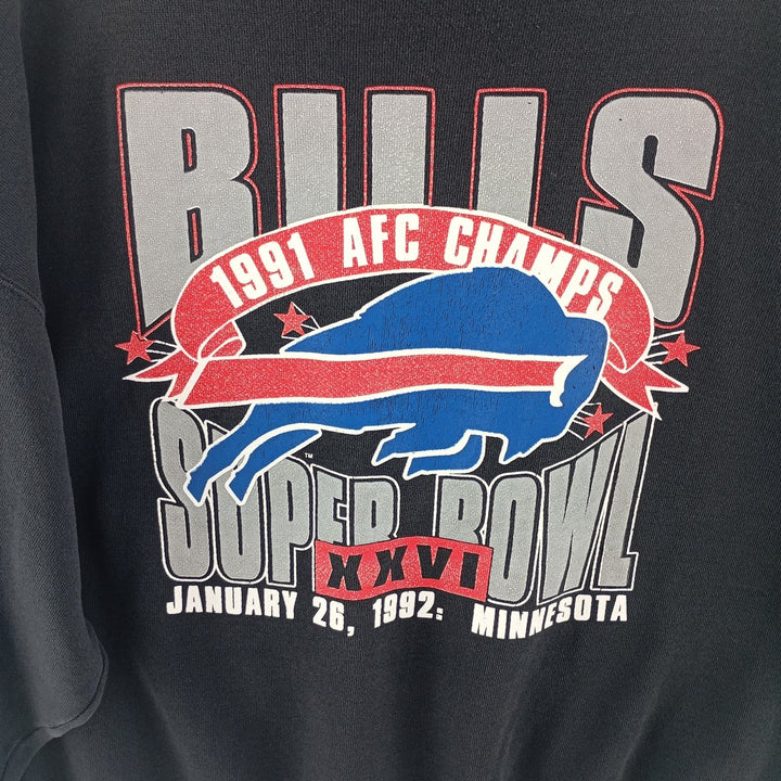 90'S TRENCH NFL Buffalo Bills SUPER BOWL XXVI sweatshirt, made in USA, men's XL equivalent, vintage /eaa400737