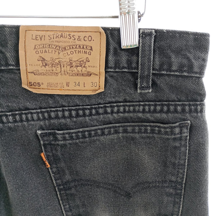 90'S Levi's 505 REGULAR FIT STRAIGHT LEG black denim tapered denim pants men's w34 equivalent vintage /eaa400824