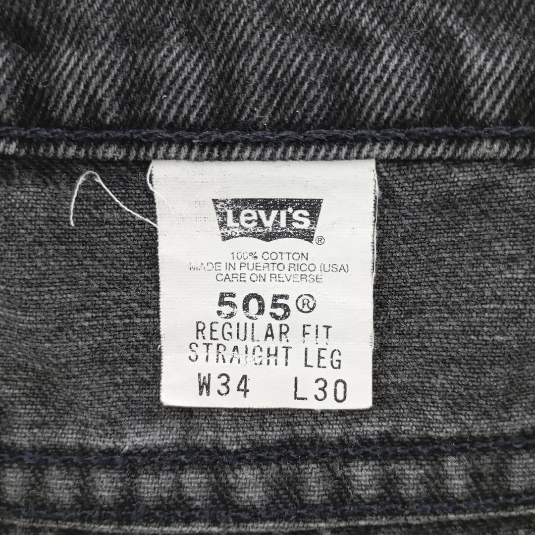 90'S Levi's 505 REGULAR FIT STRAIGHT LEG black denim tapered denim pants men's w34 equivalent vintage /eaa400824