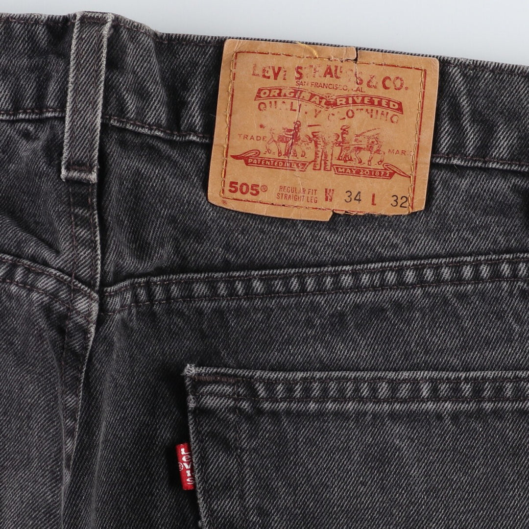 90'S Levi's 505 REGULAR FIT STRAIGHT LEG Black Denim Tapered Denim Pants Made in USA Men's W33 equivalent /eaa400828