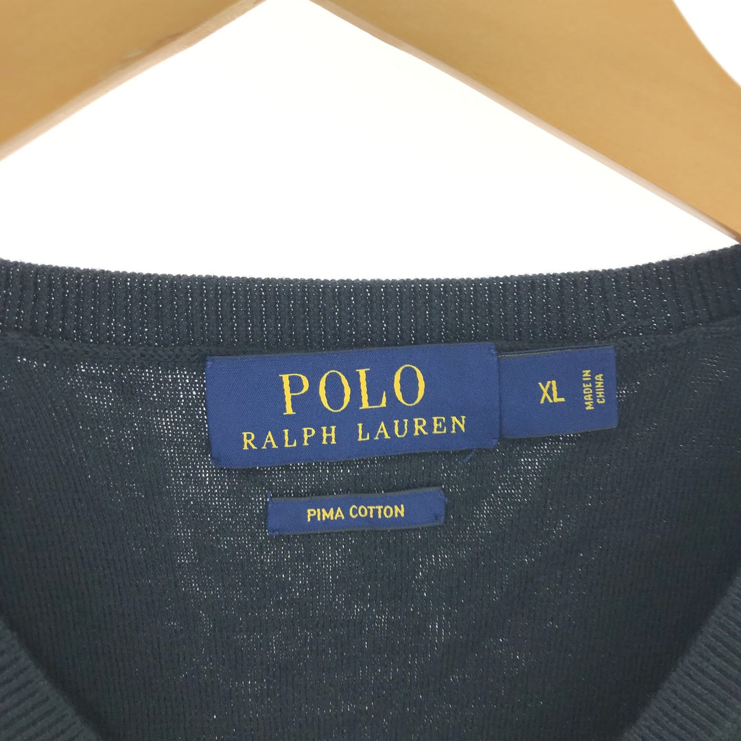 Ralph Lauren POLO RALPH LAUREN V-neck cotton knit vest, men's XL size /eaa400865