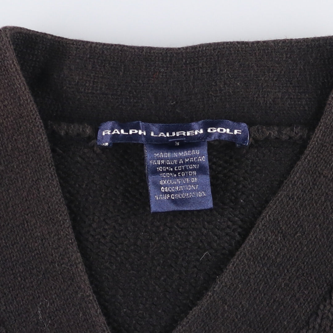 Ralph Lauren Golf V-neck cotton knit sweater, women's size L cotton black type Vintage Second Hand