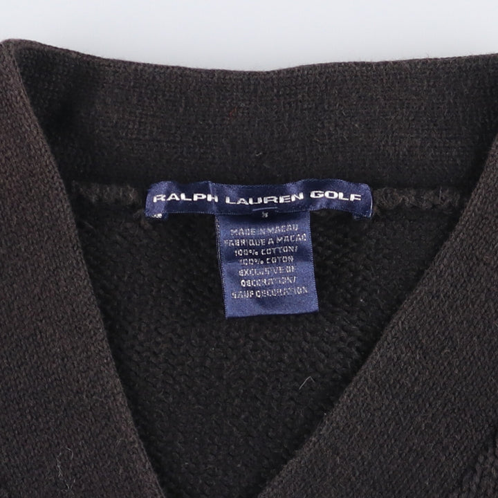 Ralph Lauren Golf V-neck cotton knit sweater, women's size L cotton black type Vintage Second Hand