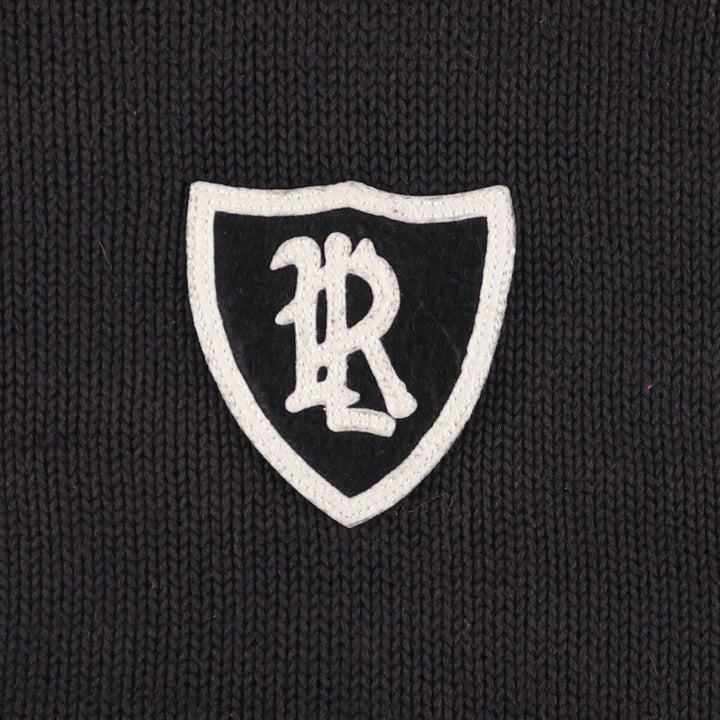 Ralph Lauren Golf V-neck cotton knit sweater, women's size L cotton black type Vintage Second Hand