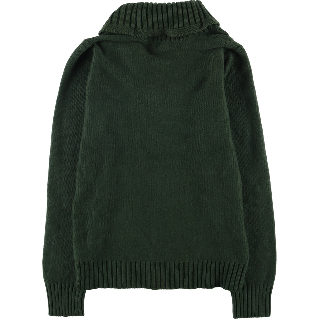 Ralph Lauren Jeans Company shawl collar cotton knit sweater, women's size L cotton green type Vintage Second Hand