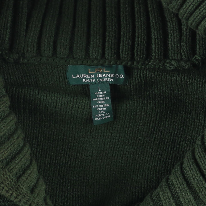 Ralph Lauren Jeans Company shawl collar cotton knit sweater, women's size L cotton green type Vintage Second Hand