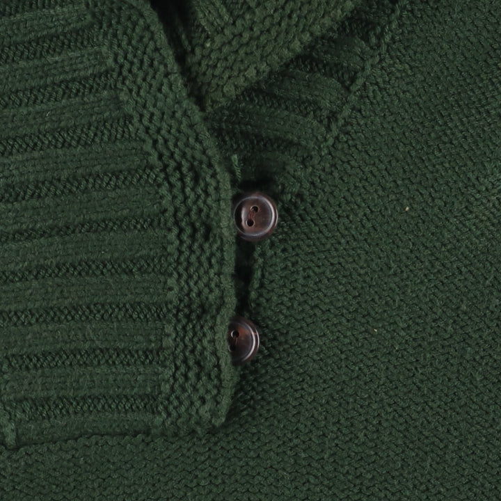 Ralph Lauren Jeans Company shawl collar cotton knit sweater, women's size L cotton green type Vintage Second Hand