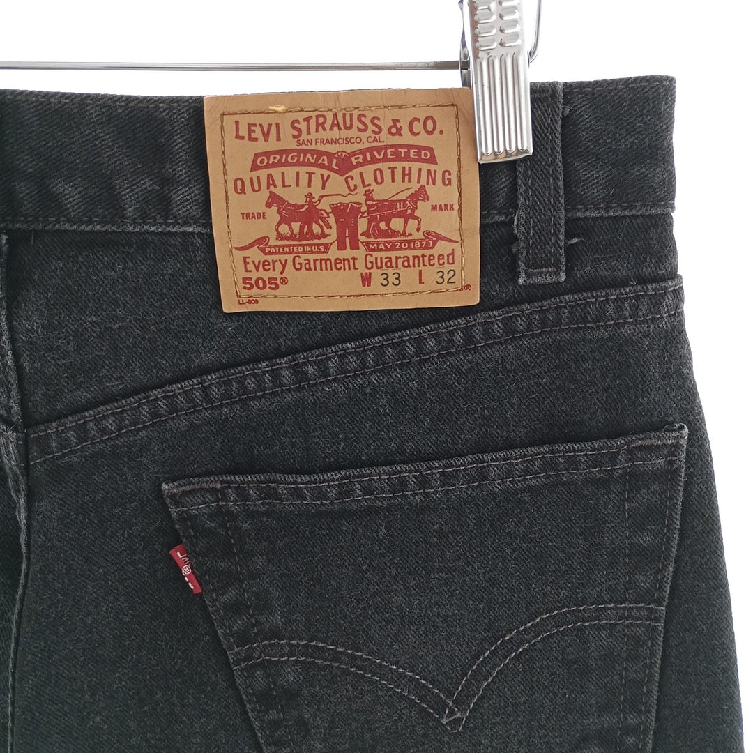 00'S Levi's 505 REGULAR FIT STRAIGHT LEG black denim tapered denim pants for men, size w33 / eaa400927