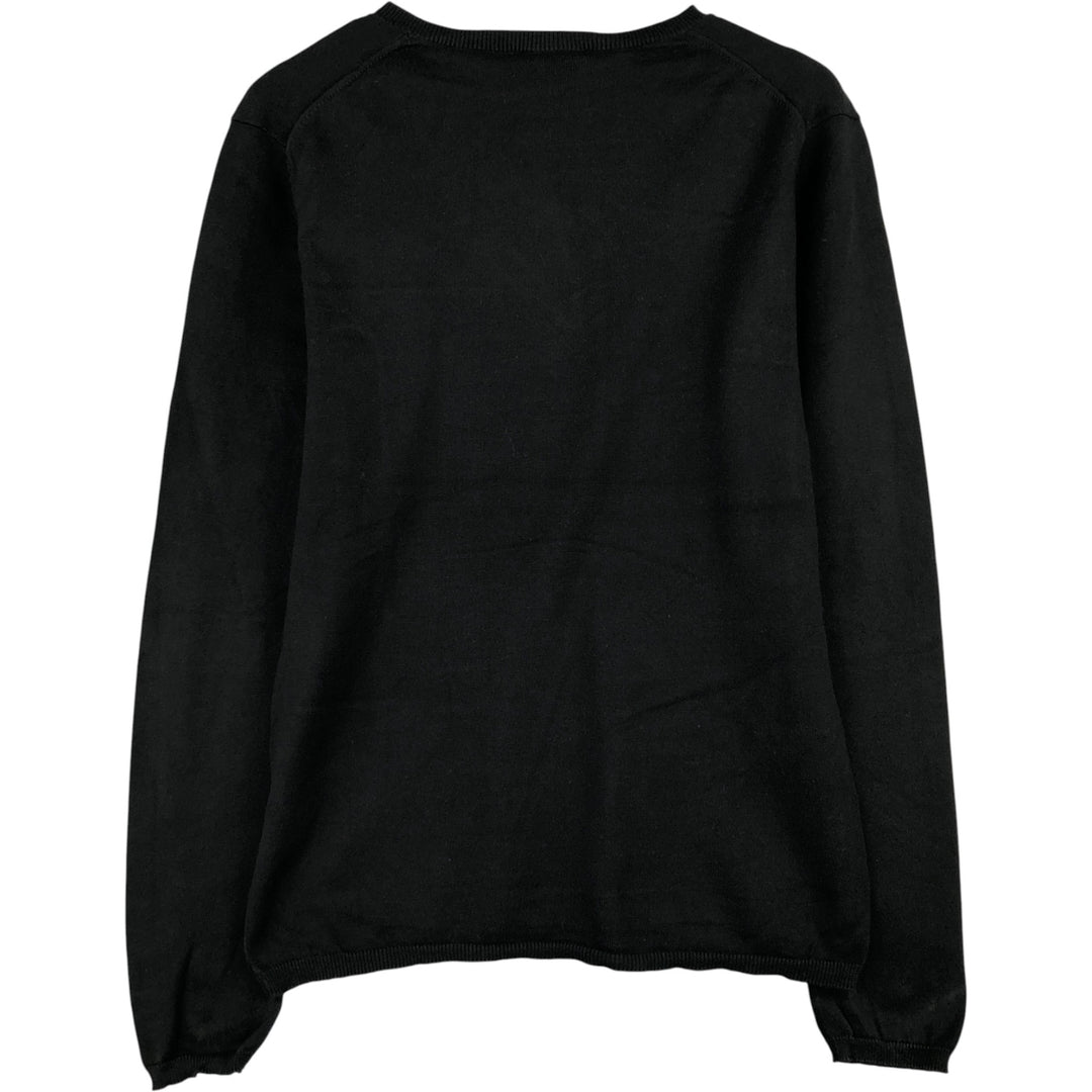 Lacoste V-neck cotton knit sweater, size 40, women's XL cotton black type Vintage Second Hand