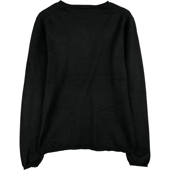 Lacoste V-neck cotton knit sweater, size 40, women's XL cotton black type Vintage Second Hand