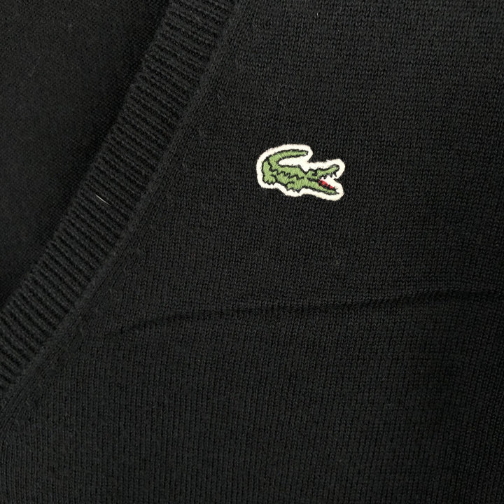 Lacoste V-neck cotton knit sweater, size 40, women's XL cotton black type Vintage Second Hand