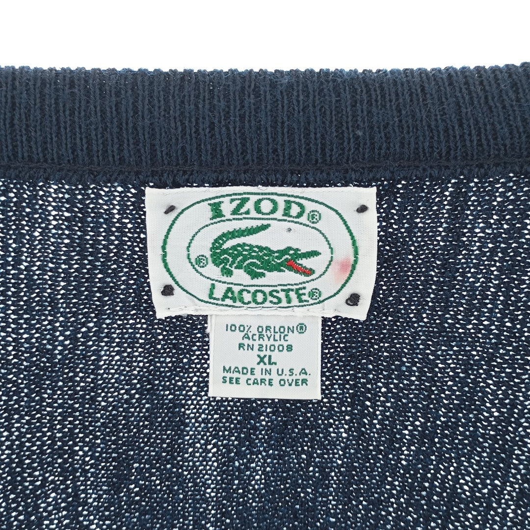 80s-90'S Lacoste IZOD V-neck acrylic knit sweater Made in USA Men's XL Vintage /eaa400977