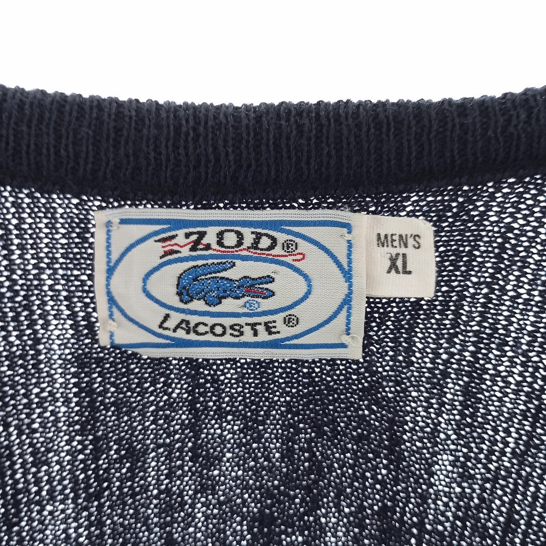 80'S Lacoste LACOSTE IZOD V-neck acrylic knit sweater, men's XL size, vintage /eaa400981