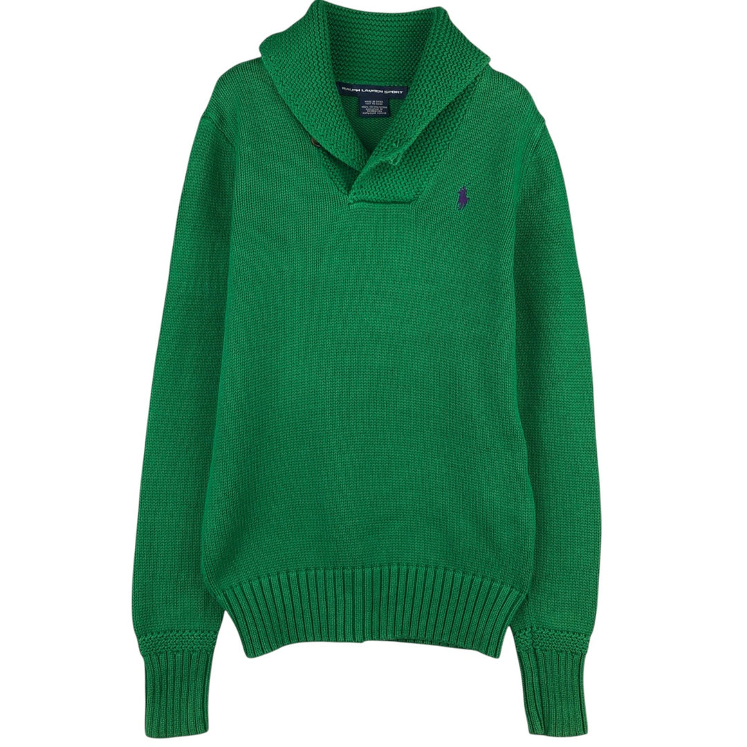 Ralph Lauren RALPH LAUREN SPORT shawl collar cotton knit sweater, women's size S cotton green type Vintage Second Hand