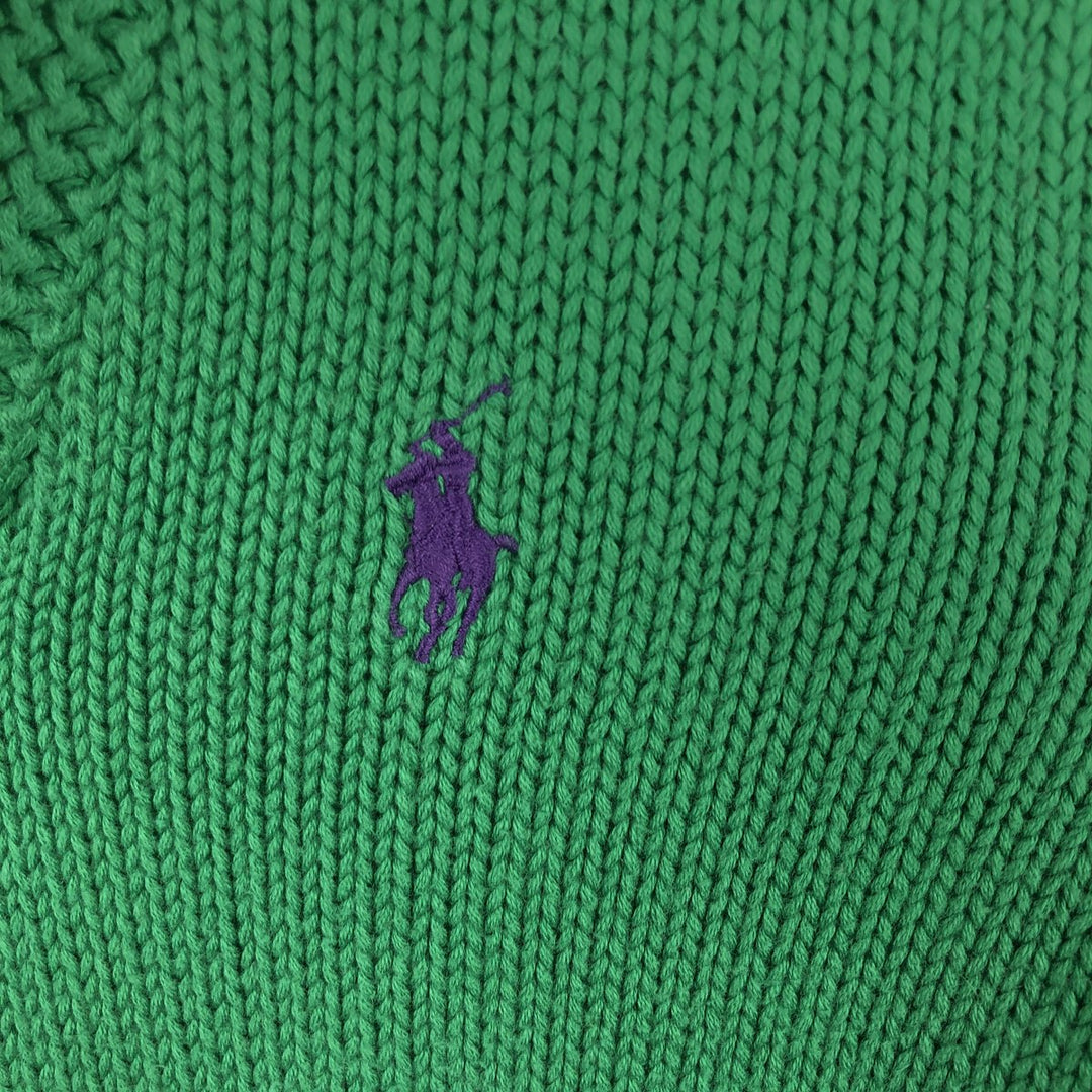 Ralph Lauren RALPH LAUREN SPORT shawl collar cotton knit sweater, women's size S cotton green type Vintage Second Hand