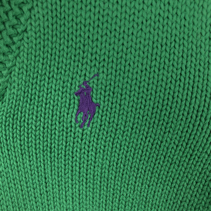 Ralph Lauren RALPH LAUREN SPORT shawl collar cotton knit sweater, women's size S cotton green type Vintage Second Hand