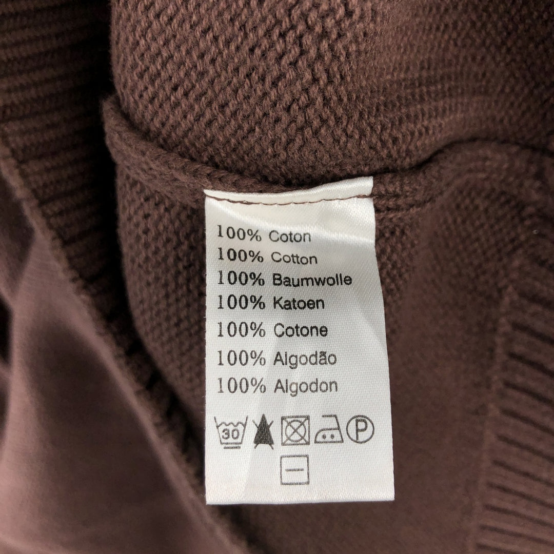 Lacoste V-neck cotton knit sweater, women's size M cotton brown type Vintage Second Hand