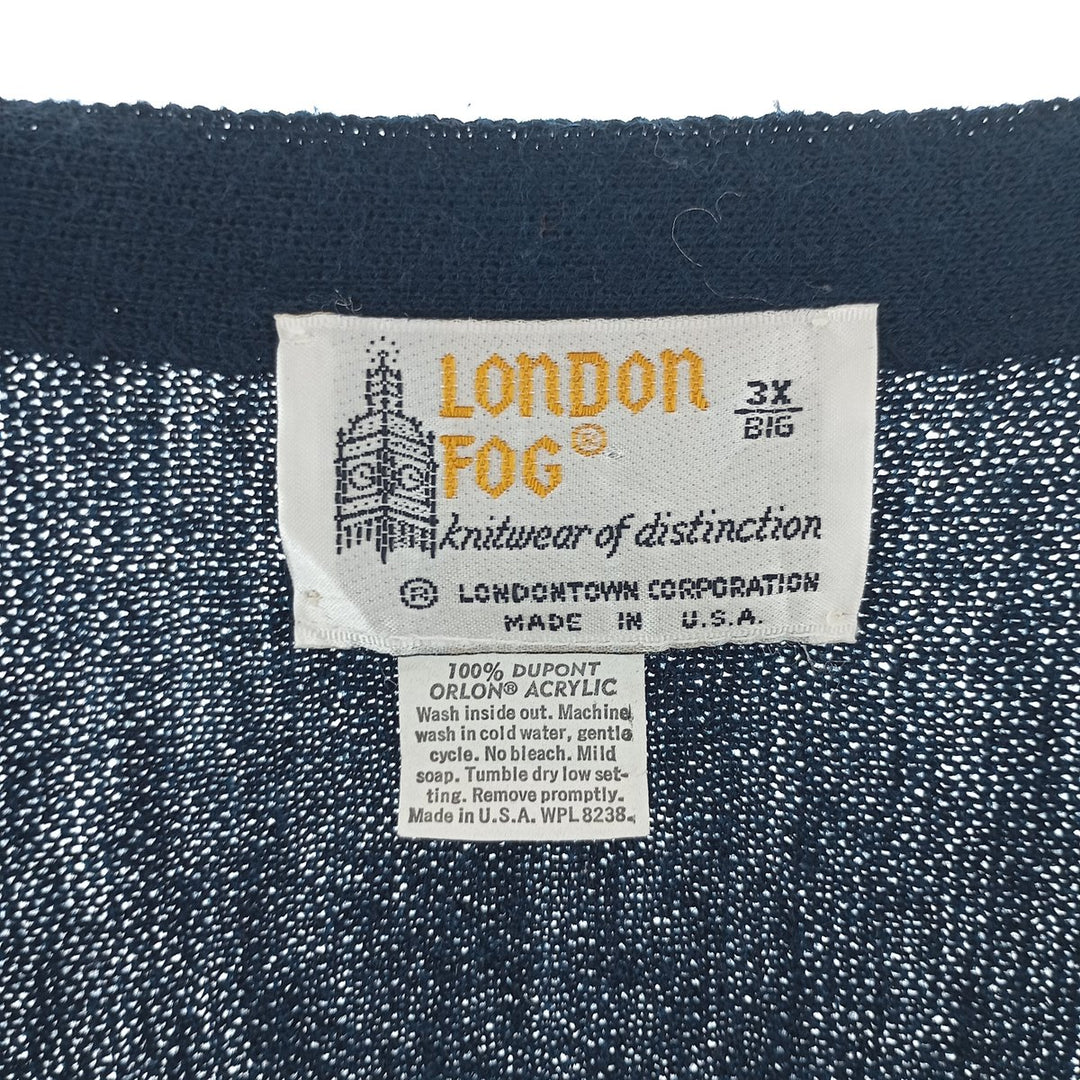 Big size 80s~ London Fog acrylic knit cardigan made in USA, men's XXXL equivalent vintage /eaa401041