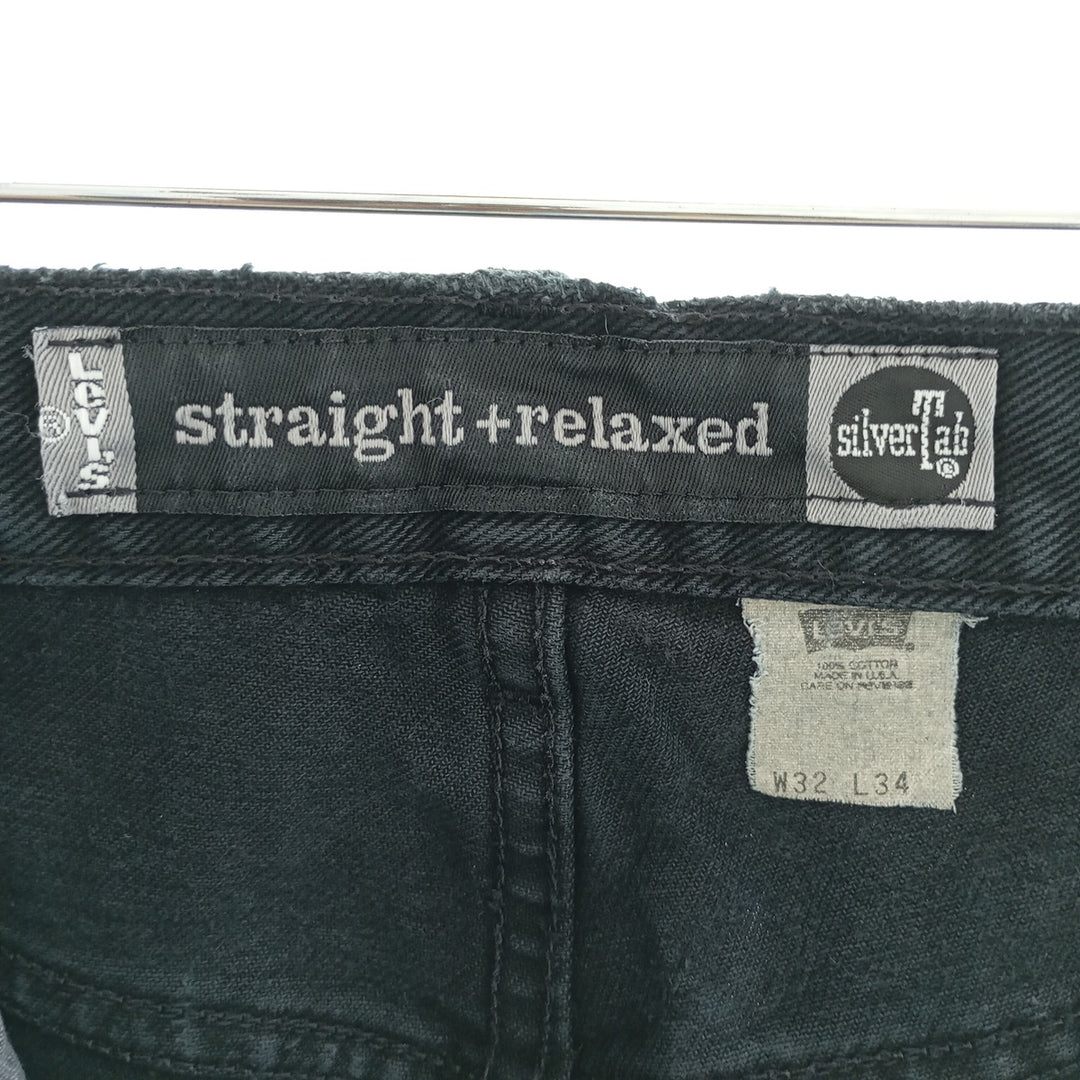 00'S Levi's Silver Tab straight+relaxed black denim straight denim pants made in USA men's w33 equivalent /eaa401076