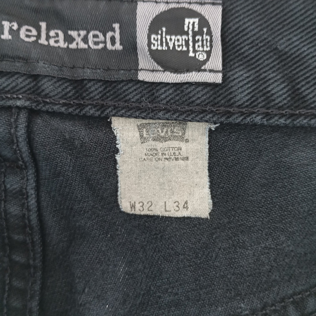 00'S Levi's Silver Tab straight+relaxed black denim straight denim pants made in USA men's w33 equivalent /eaa401076