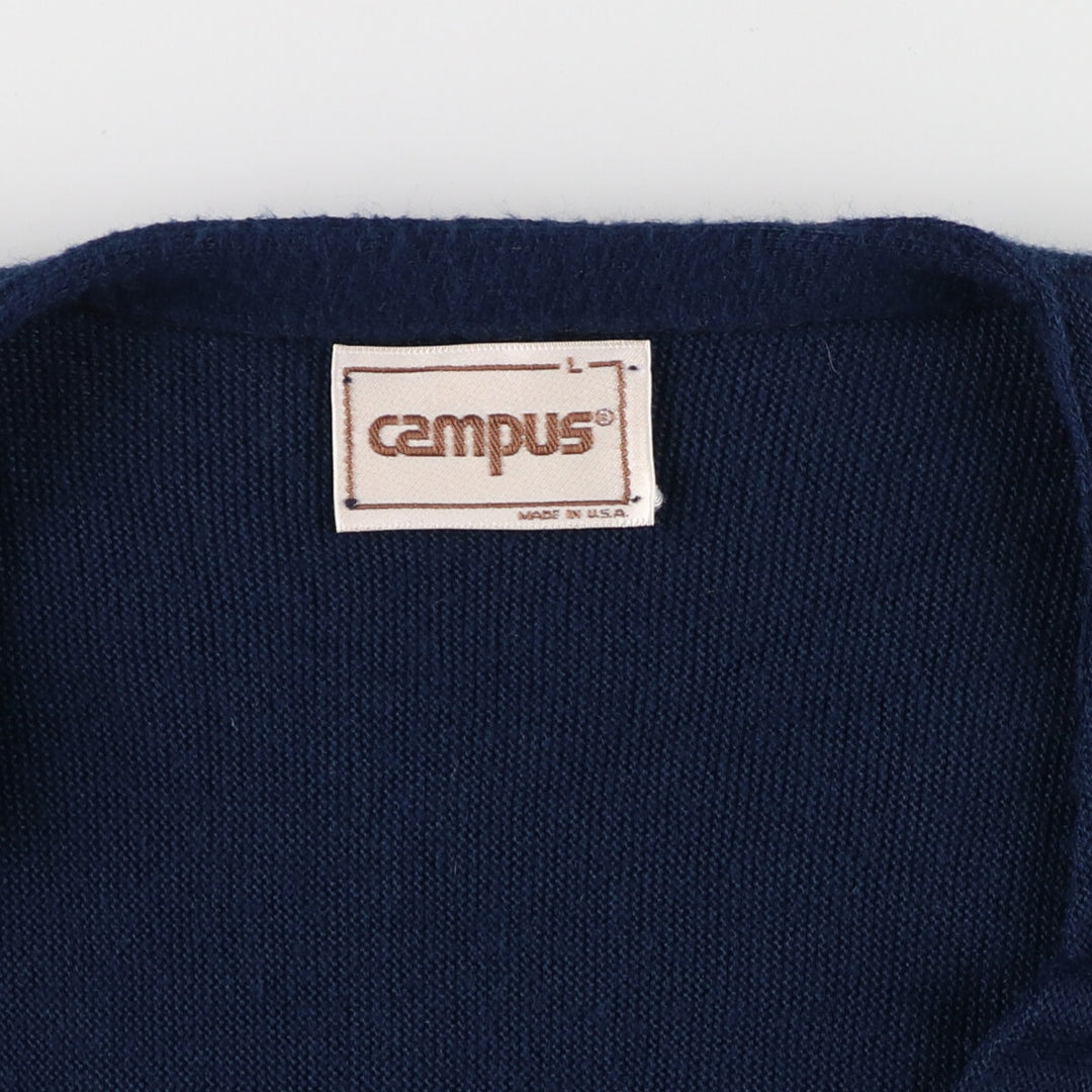 80'S Campus Acrylic Knit Cardigan Made in USA Men's Size L Vintage /eaa401104