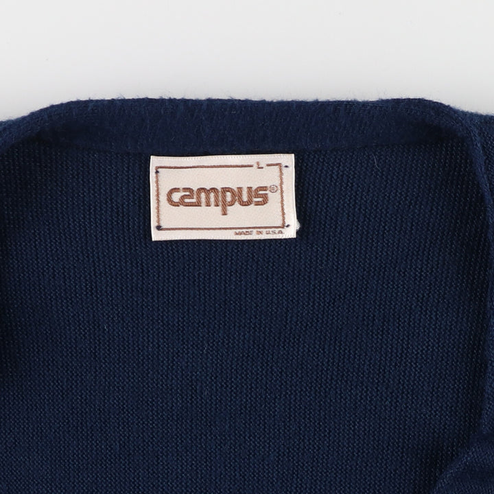 80'S Campus Acrylic Knit Cardigan Made in USA Men's Size L Vintage /eaa401104
